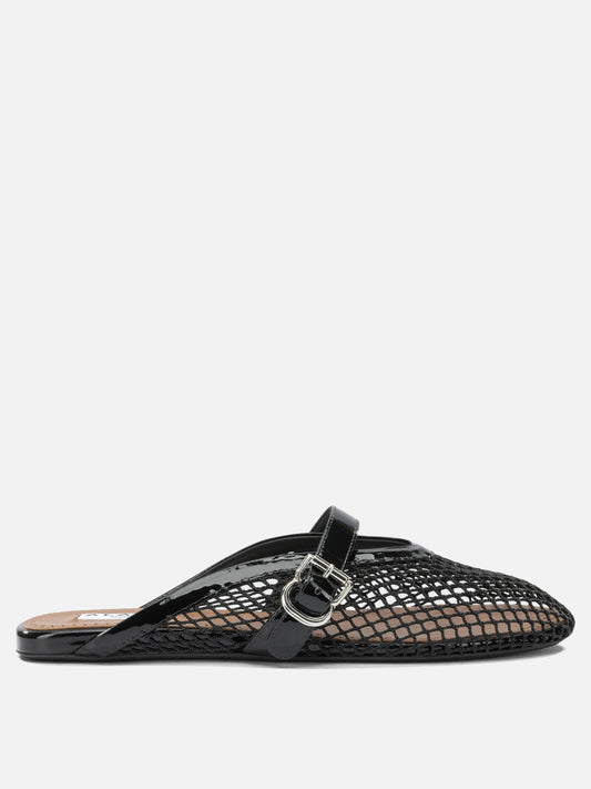 Flat sandals 90% polyamide 10% calf leather - 100% rubber  Black - Alaïa Women | PDP | VIETTI Online Store 
