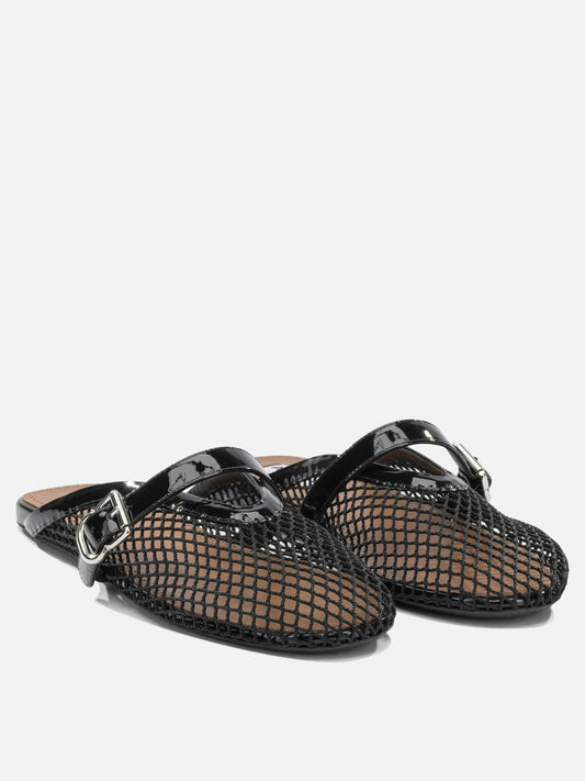 Flat sandals 90% polyamide 10% calf leather - 100% rubber  Black - Alaïa Women | PDP | VIETTI Online Store | 2
