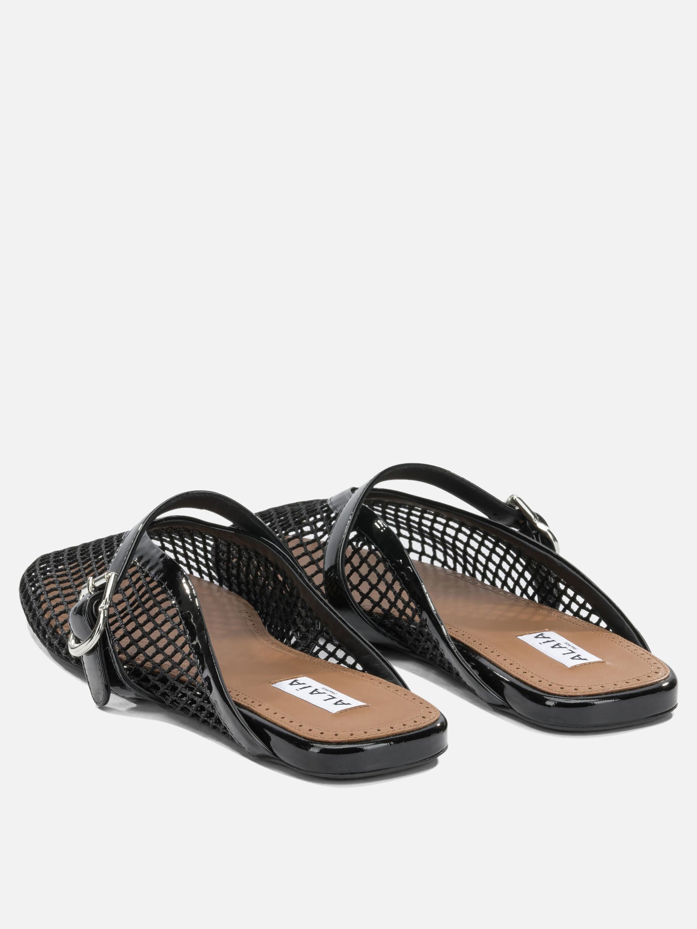Flat sandals 90% polyamide 10% calf leather - 100% rubber  Black - Alaïa Women | PDP | VIETTI Online Store | thumbnail_4