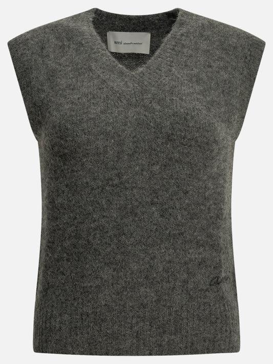 Ami Paris Logo Vest Grey

