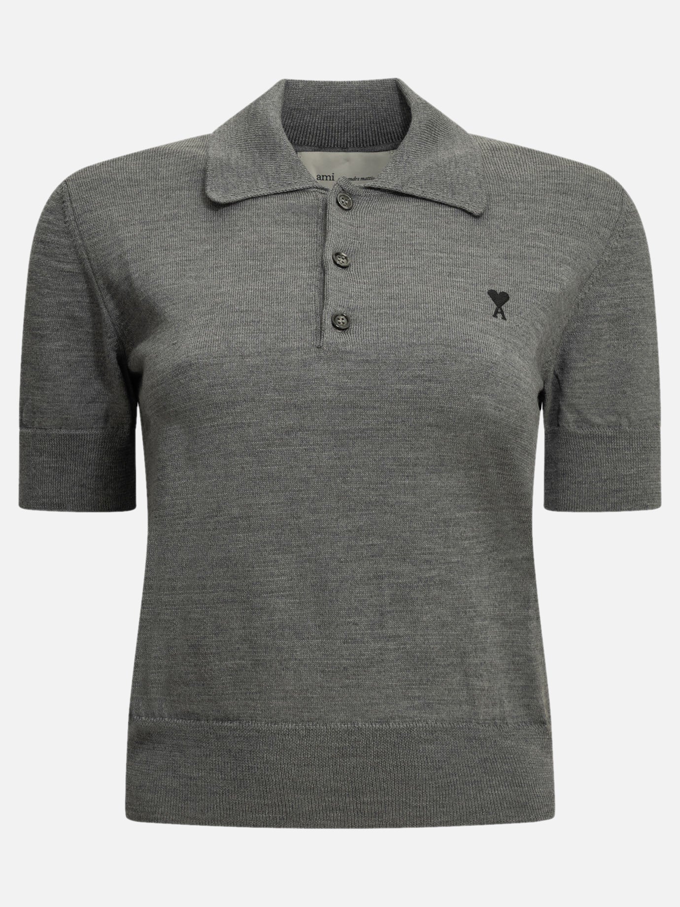 Ami Paris Merino wool polo shirt Grey

