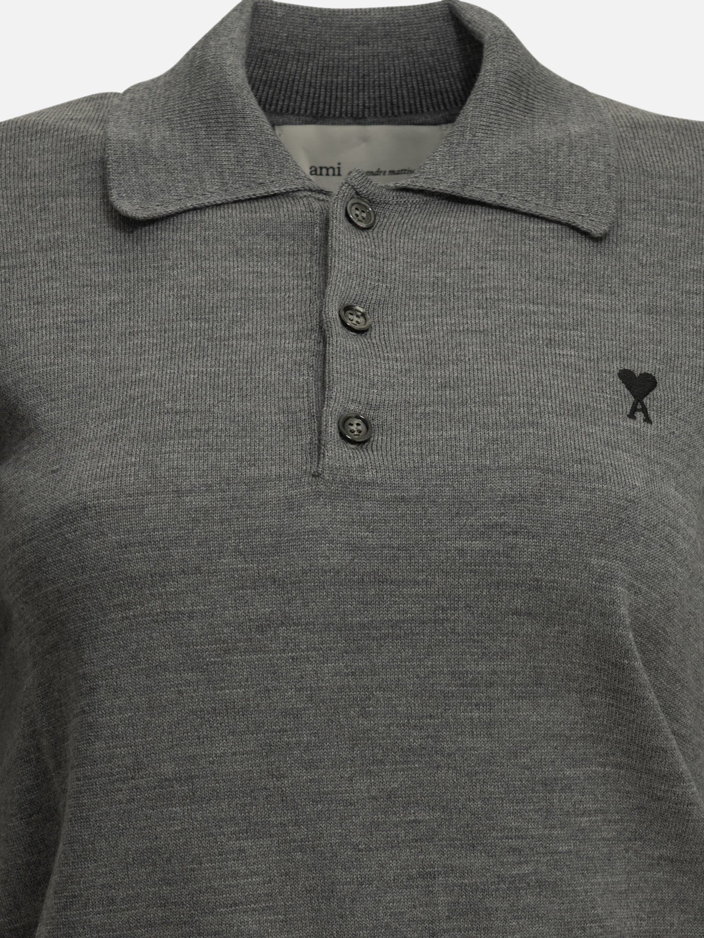 Ami Paris Merino wool polo shirt Grey

