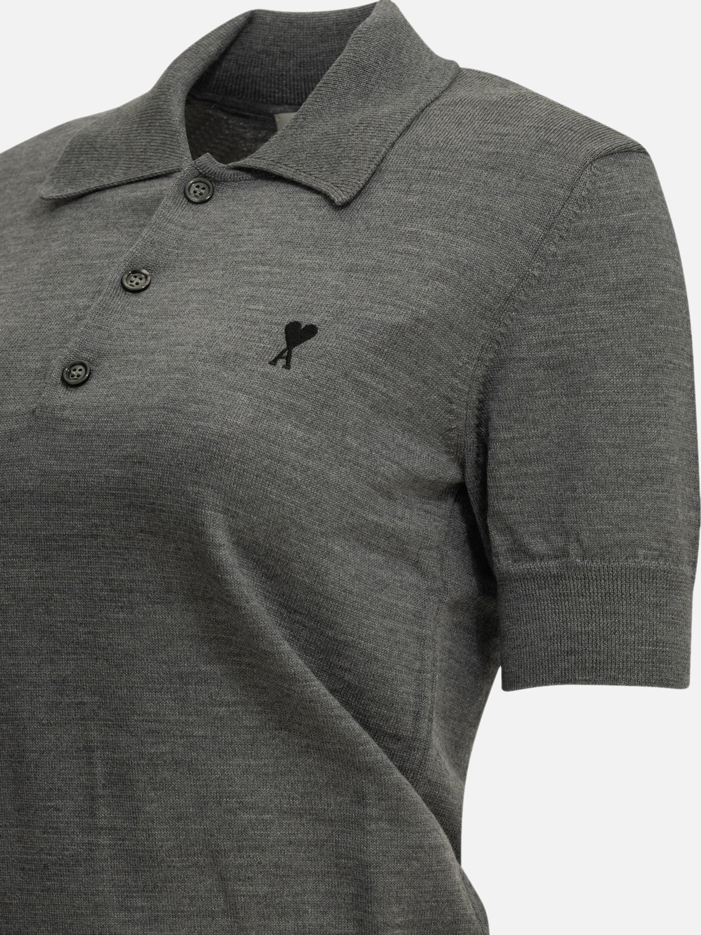Ami Paris Merino wool polo shirt Grey


