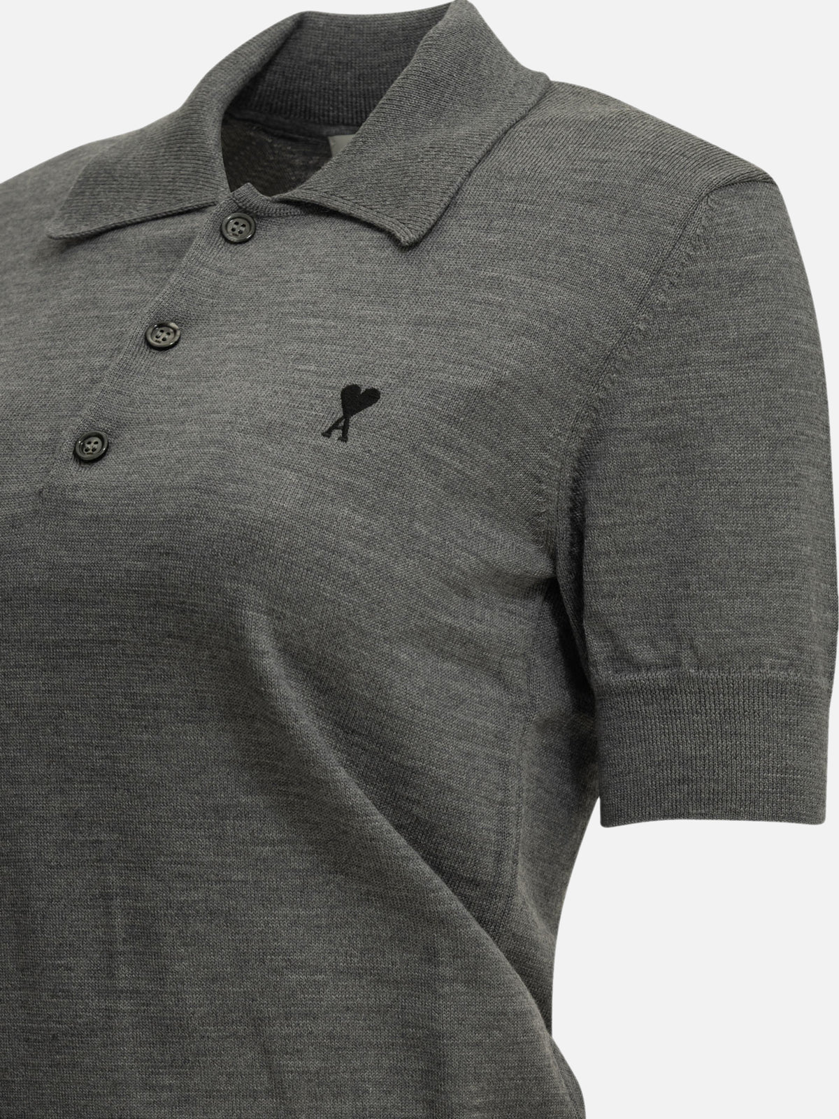 Ami Paris Merino wool polo shirt Grey - VIETTI