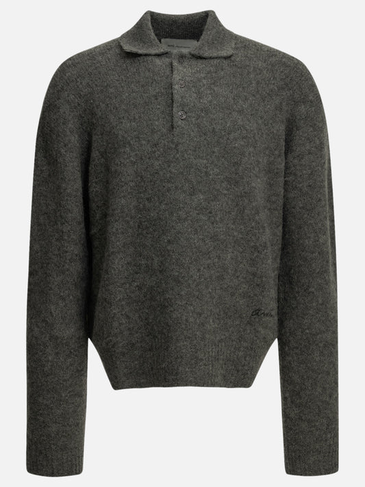 Ami Paris Polo Sweater with Logo Grey

