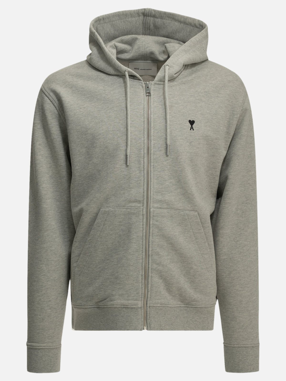 Ami Paris "Ami de Couer" Zip-Up Sweatshirt Grey

