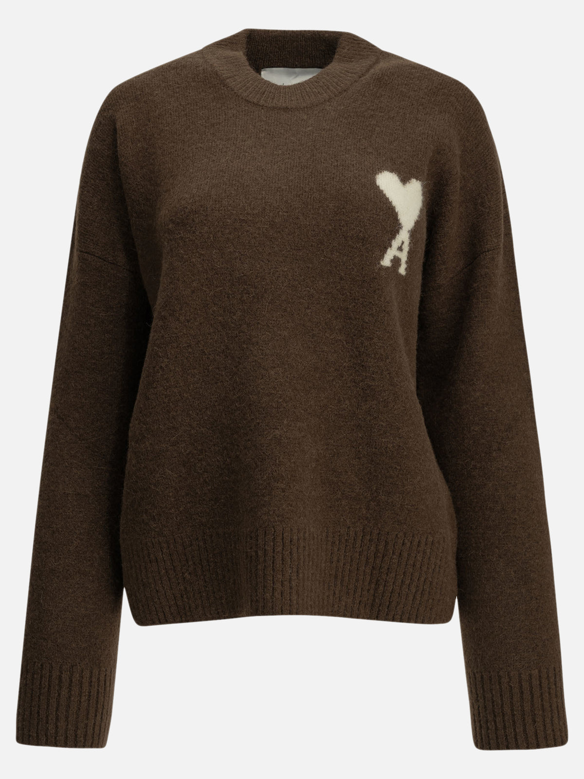 Ami Paris "Ami de Coeur" Crew-Neck Sweater Brown - VIETTI