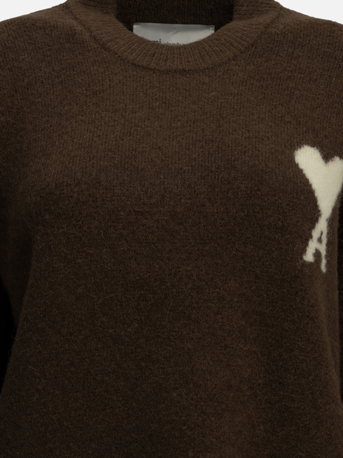 Ami Paris "Ami de Coeur" Crew-Neck Sweater Brown

