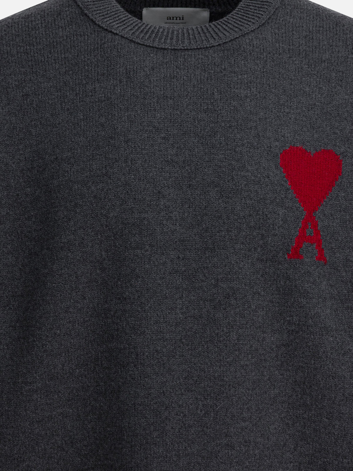 Ami Paris "Ami de Coeur" Crew-Neck Sweater Grey - VIETTI