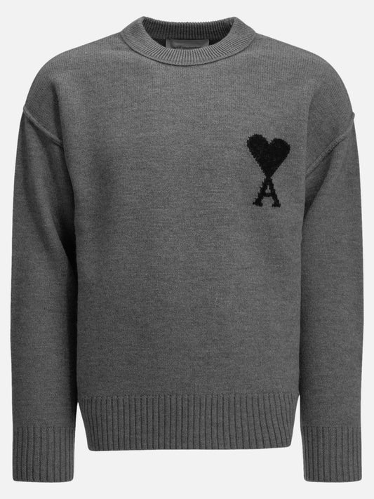 Ami Paris "Ami de Coeur" Crew-Neck Sweater Grey

