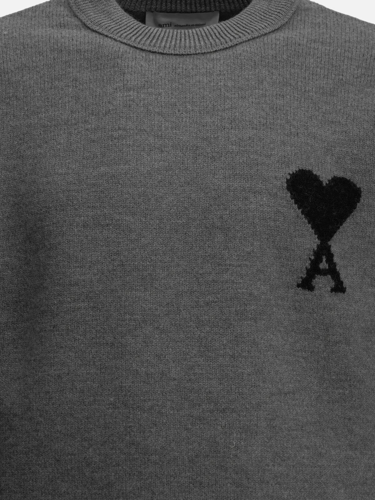 Ami Paris "Ami de Coeur" Crew-Neck Sweater Grey