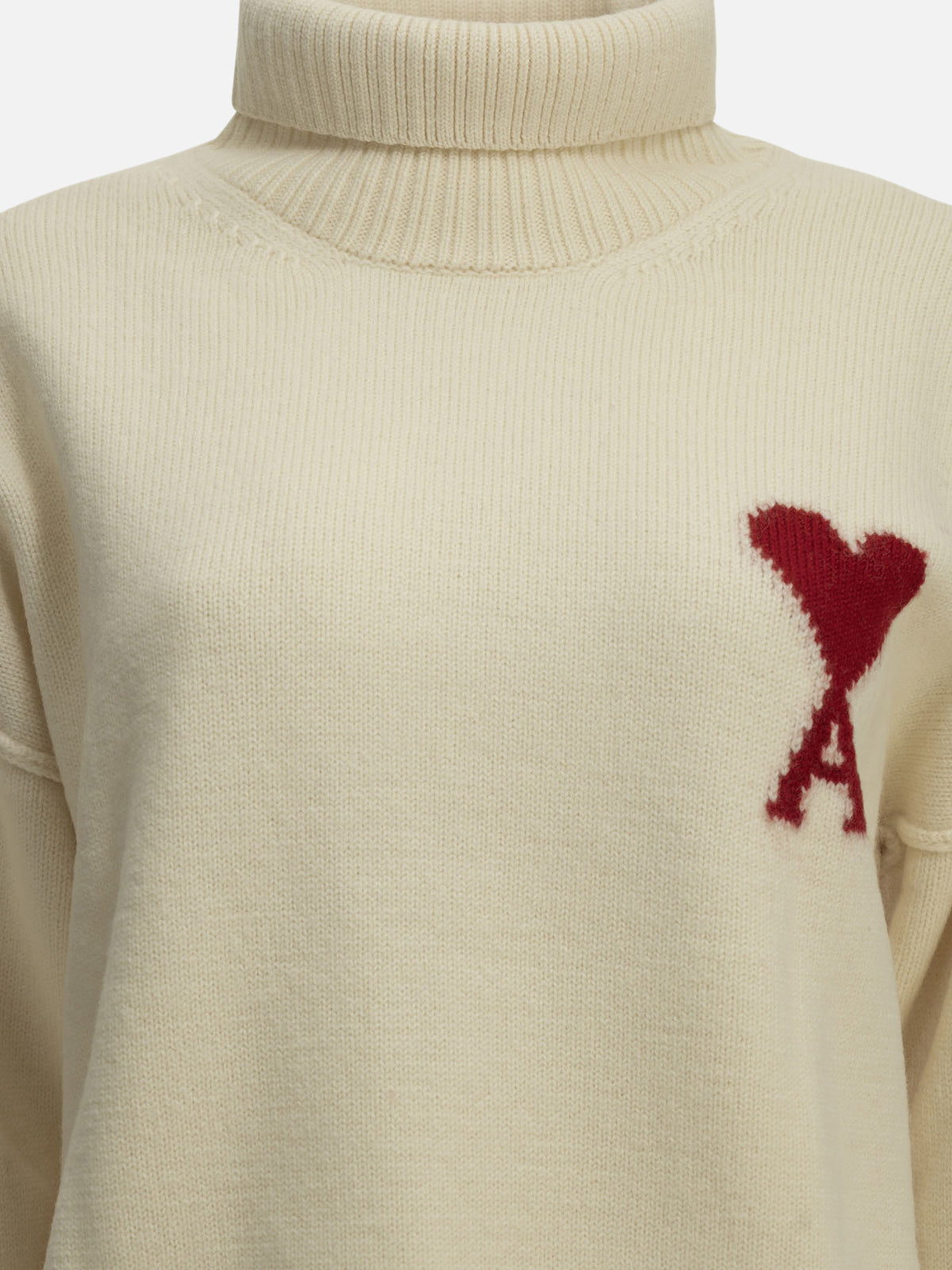 Ami Paris "Ami de Coeur" Turtleneck Sweater White - VIETTI