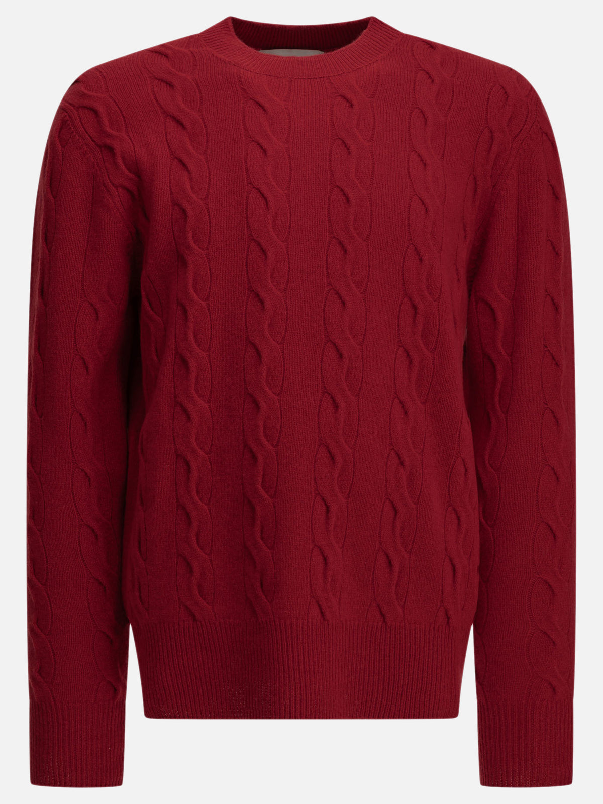 Ami Paris Crew-neck cable-knit sweater Red

