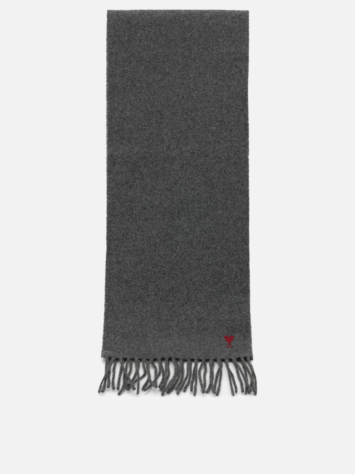 Ami Paris "Ami de Coeur" Fringed Scarf Grey - VIETTI