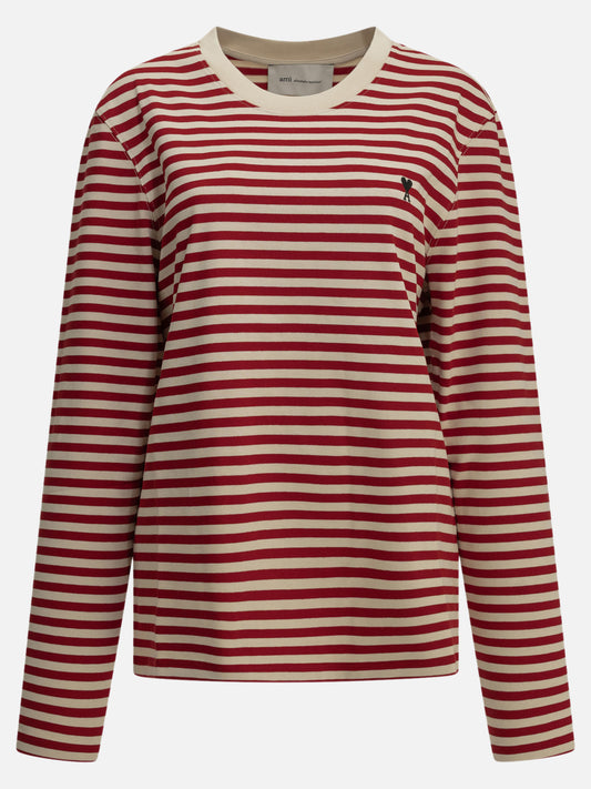 Ami Paris "Marinière" Crew-Neck T-Shirt Red

