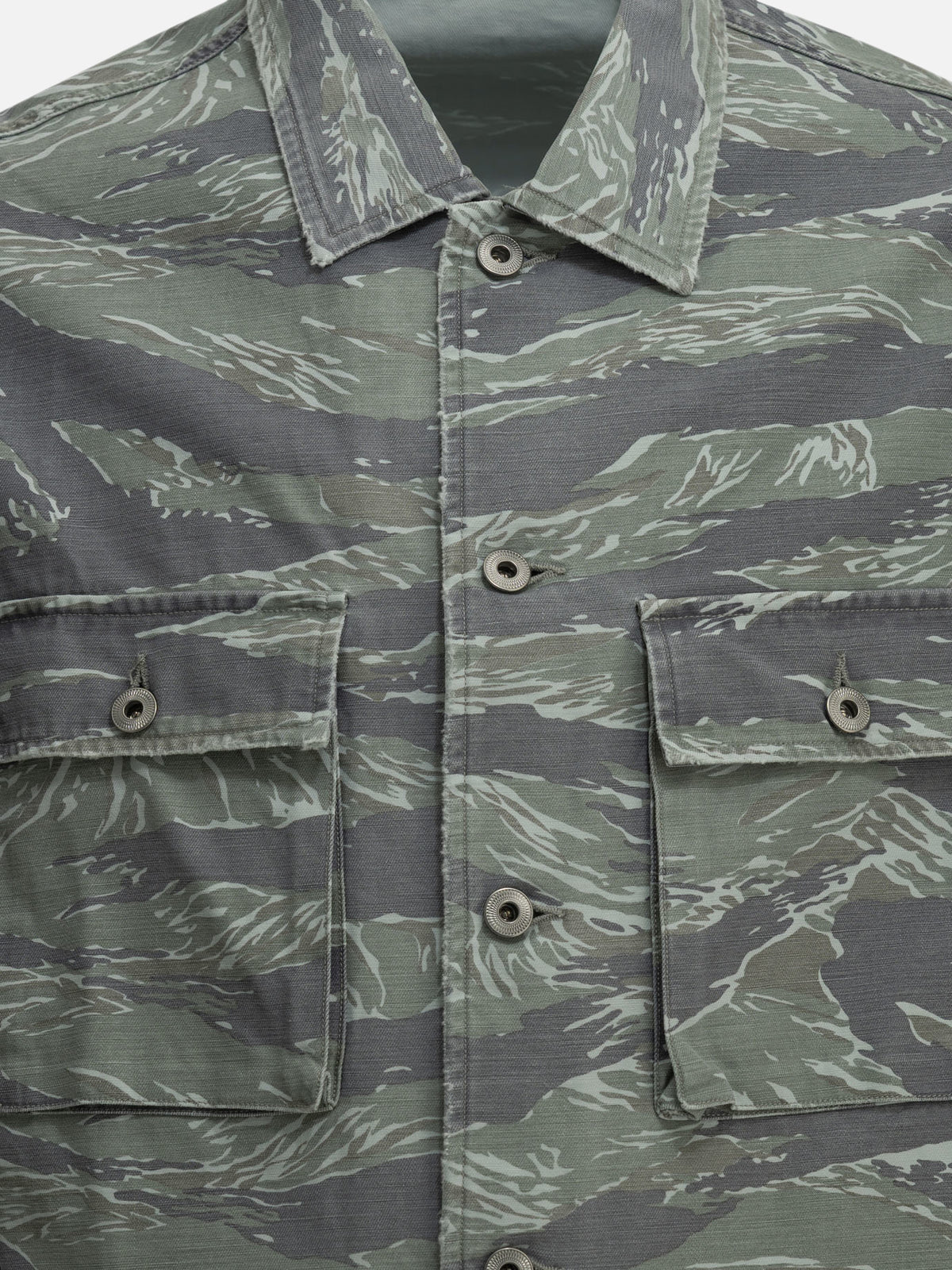 A.Presse "Vintage US Army Tiger Stripe" Overshirt Jacket Light blue - VIETTI