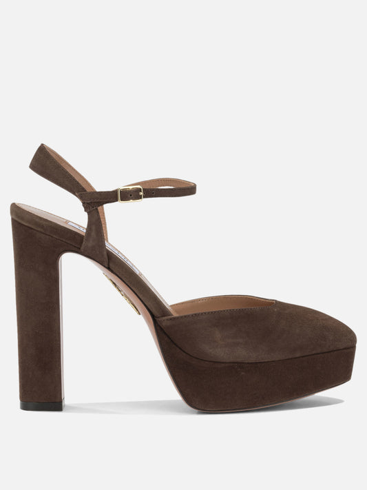 Aquazzura "Amira Plateau 110MM" Slingback Brown

