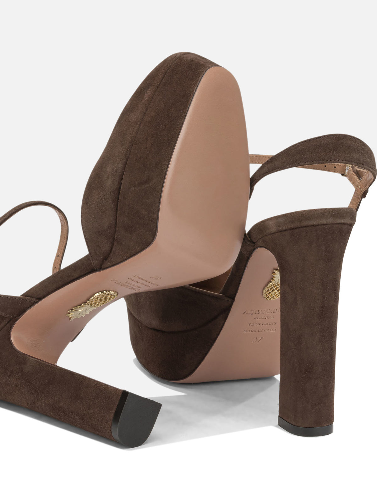 Aquazzura "Amira Plateau 110MM" Slingback Brown


