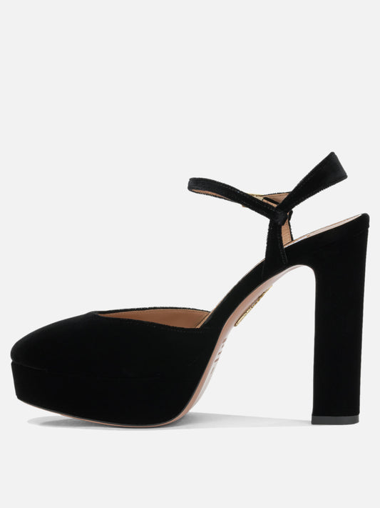 Aquazzura "Amira Plateau 110MM" Slingback Black

