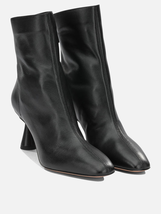 Aquazzura "Amore 75 mm" Ankle Boots with Zipper Black

