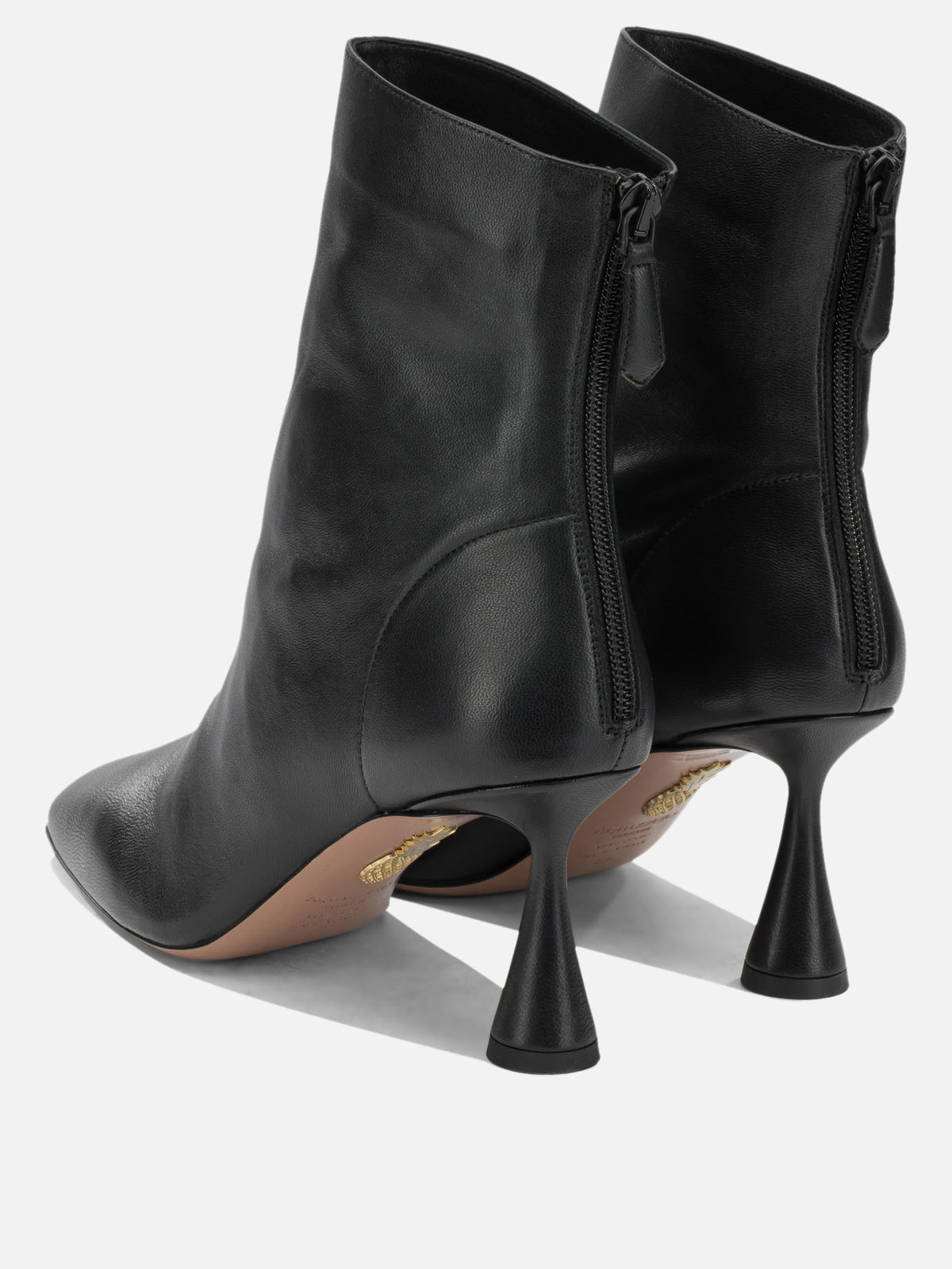 Aquazzura "Amore 75 mm" Ankle Boots with Zipper Black

