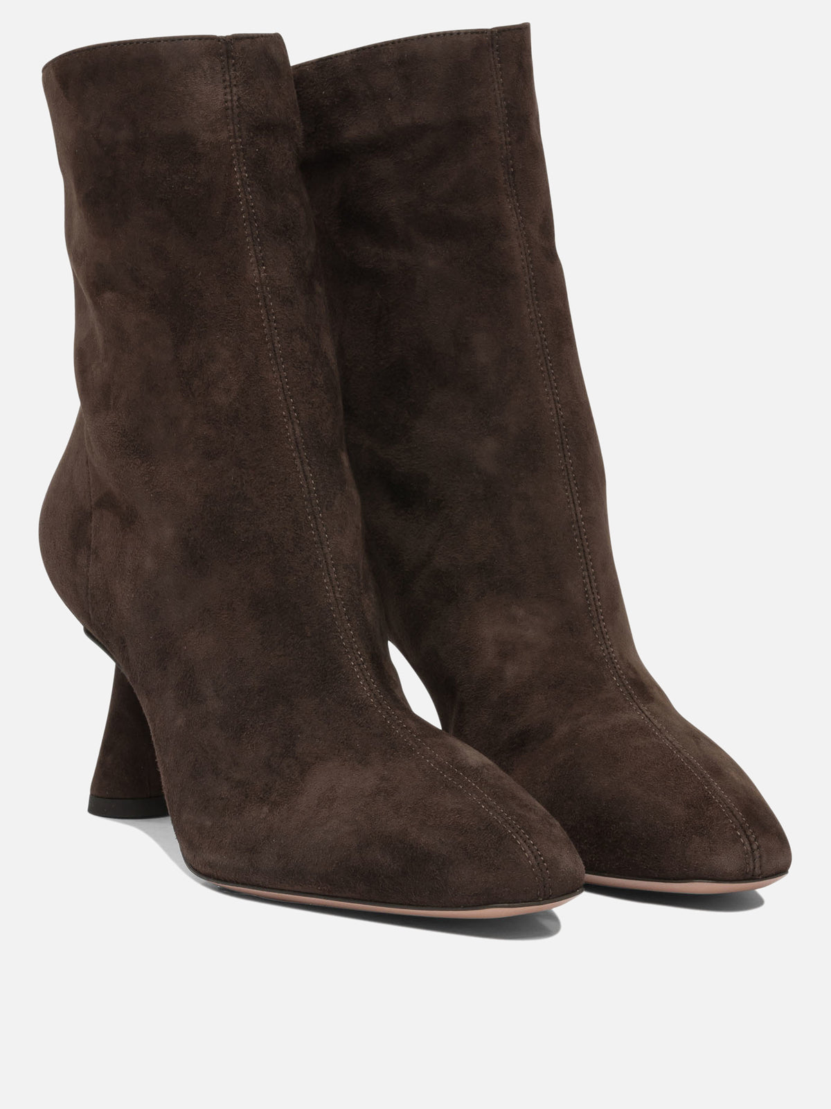 Aquazzura "Amore 75 mm" Ankle Boots with Zipper Brown

