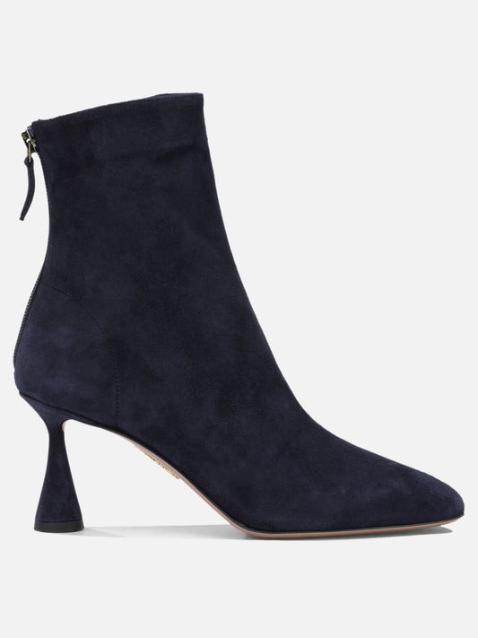 Aquazzura "Amore 75 mm" Ankle Boots with Zipper Blue

