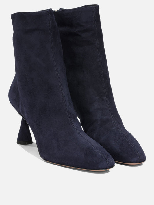 Aquazzura "Amore 75 mm" Ankle Boots with Zipper Blue

