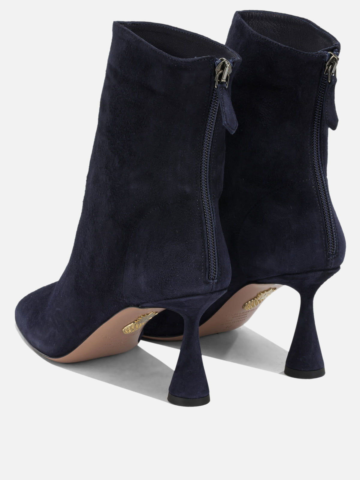 Aquazzura "Amore 75 mm" Ankle Boots with Zipper Blue - VIETTI