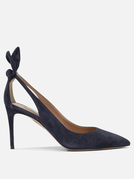 Aquazzura "Bow Tie 85 mm" Décolleté Blue

