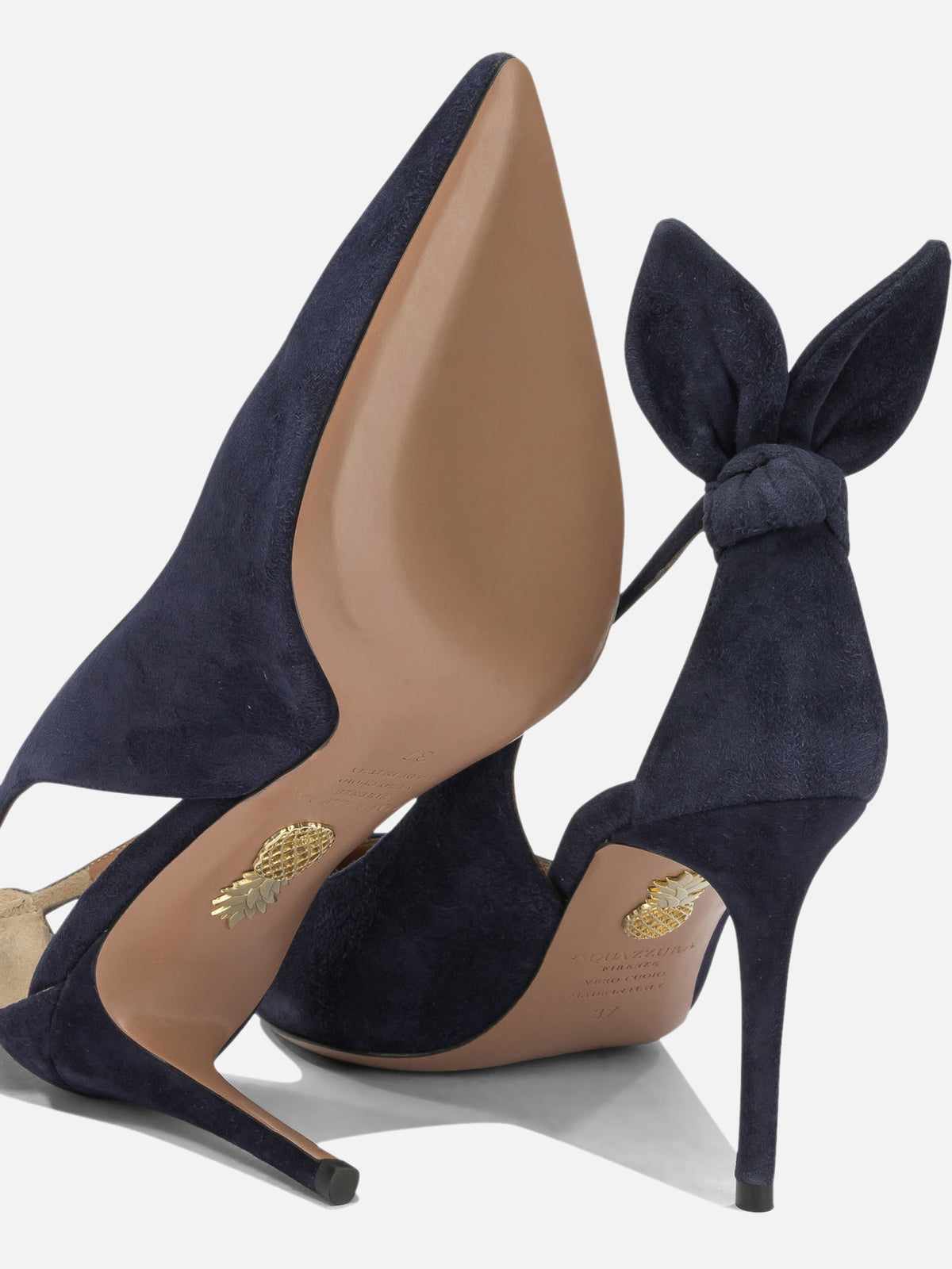 Aquazzura "Bow Tie 85 mm" Décolleté Blue

