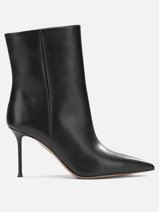 Aquazzura "Harper 85MM" Ankle Boots with Zipper Black

