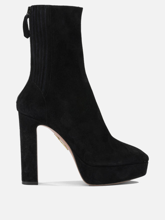 Aquazzura "Martine 110MM" Ankle Boots with Zipper Black

