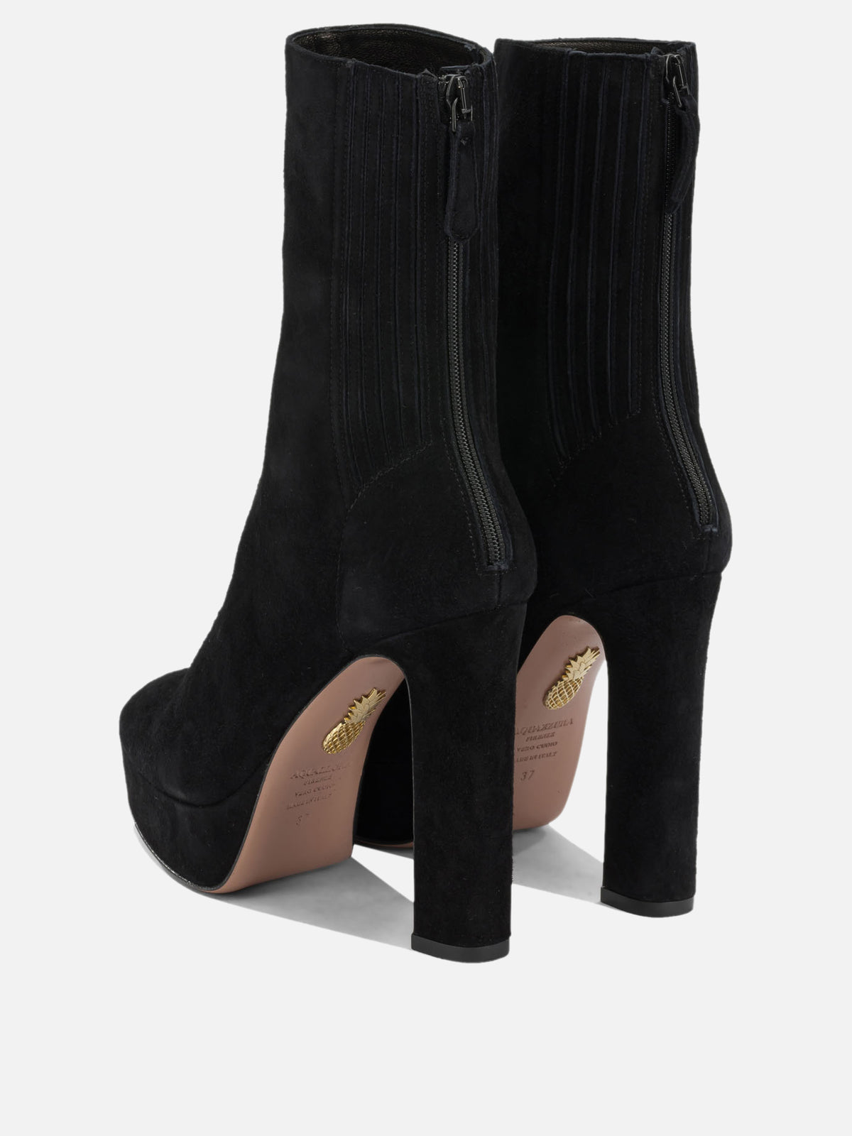 Aquazzura "Martine 110MM" Ankle Boots with Zipper Black - VIETTI