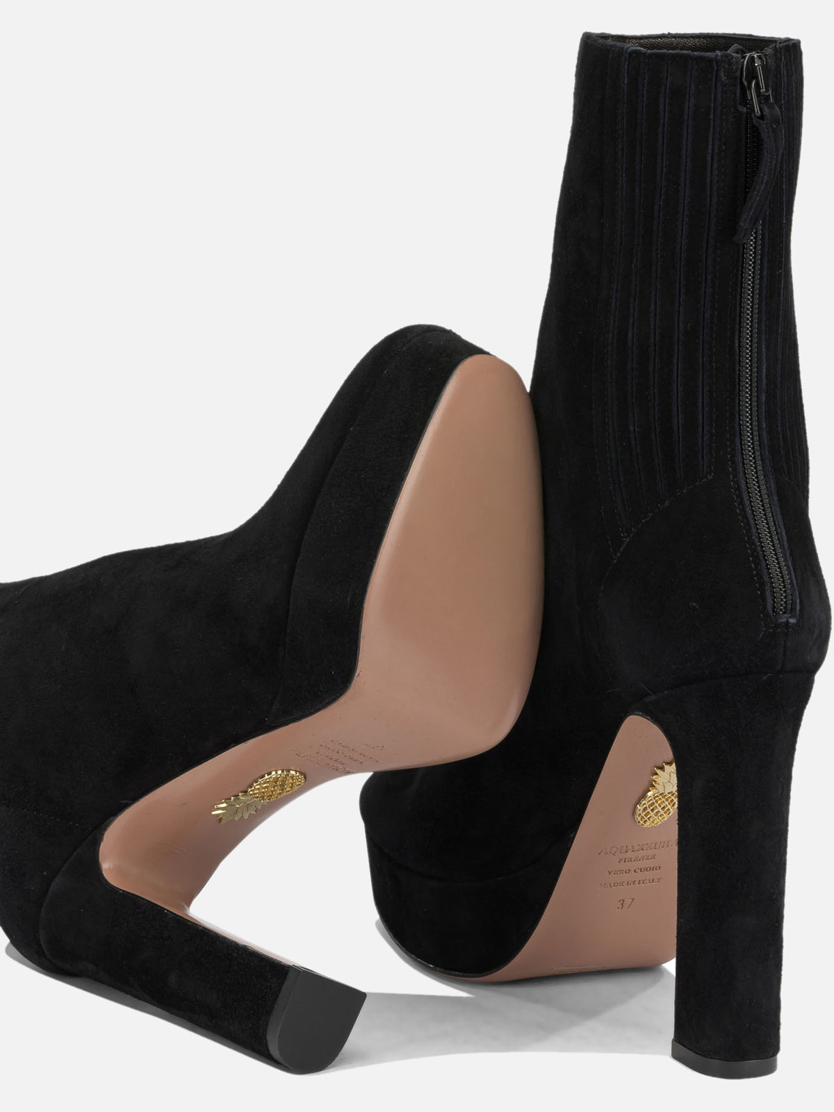 Aquazzura "Martine 110MM" Ankle Boots with Zipper Black - VIETTI