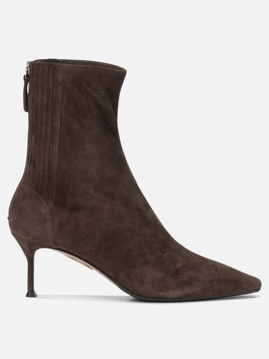 Zipped boots 95% kid leather 5% polyester - 60% calf leather 40% rubber  Brown - Aquazzura Women | PLP | VIETTI Online Store 
