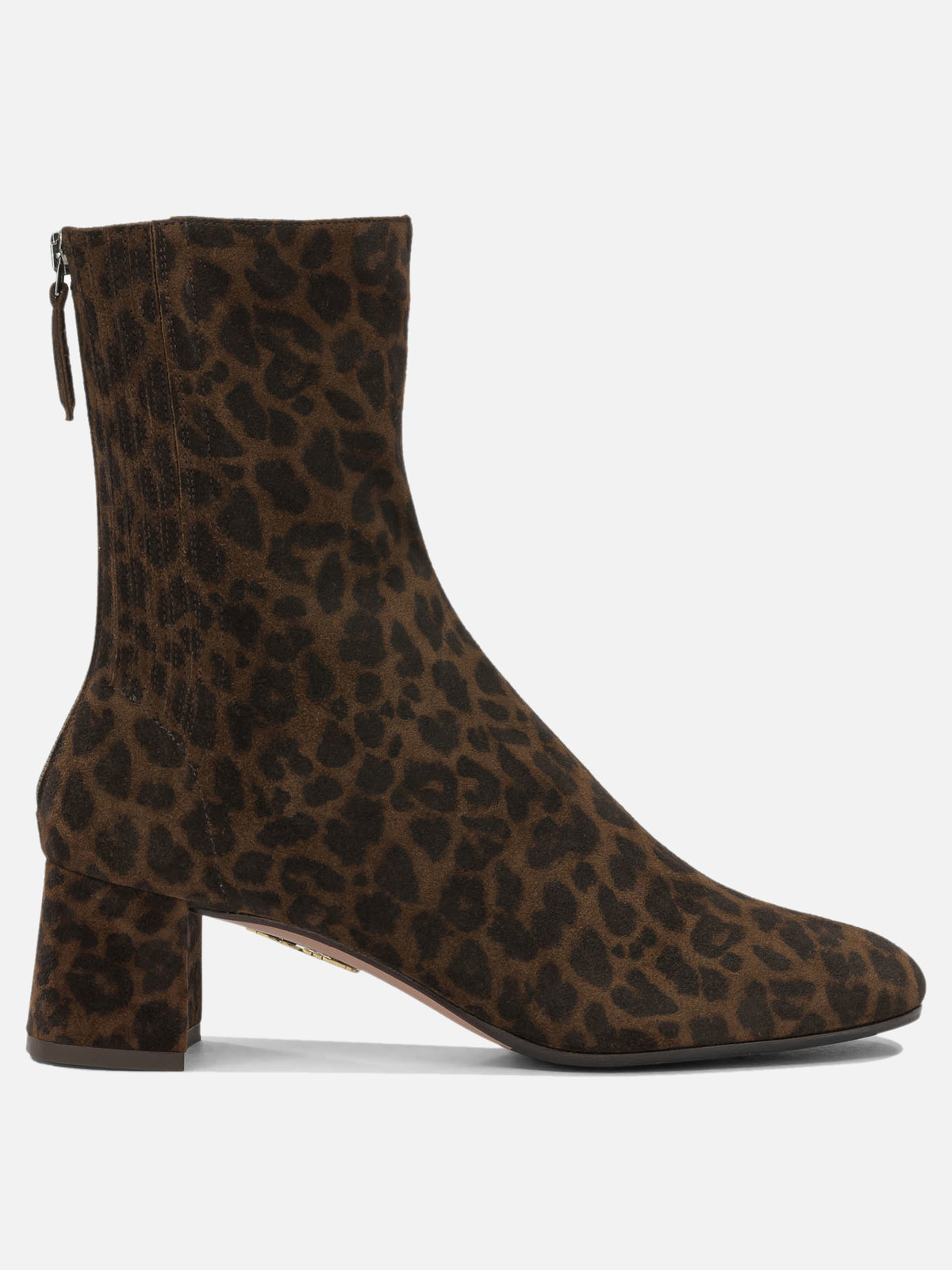 Aquazzura "Saint Honore 50 mm" Ankle Boots with Zipper Brown

