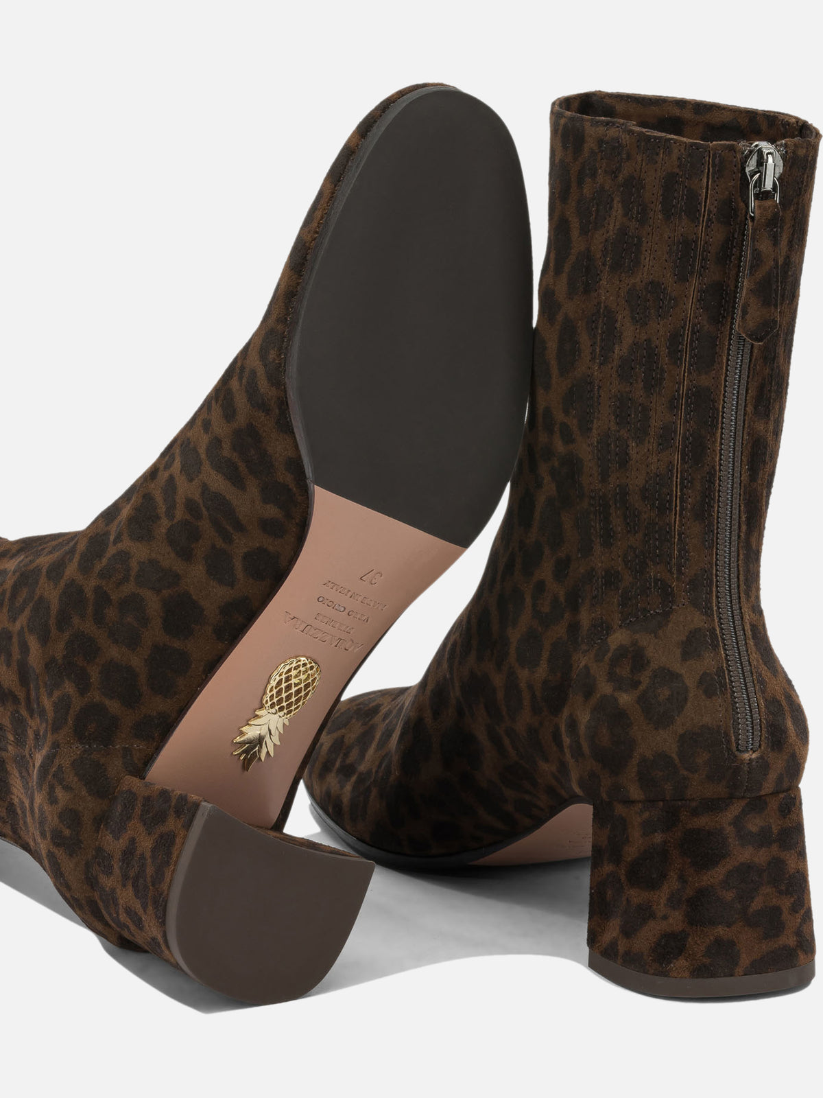Aquazzura "Saint Honore 50 mm" Ankle Boots with Zipper Brown

