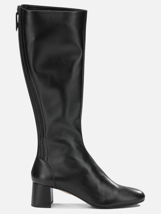 Aquazzura "Saint Honore 50MM" Knee-High Boots Black

