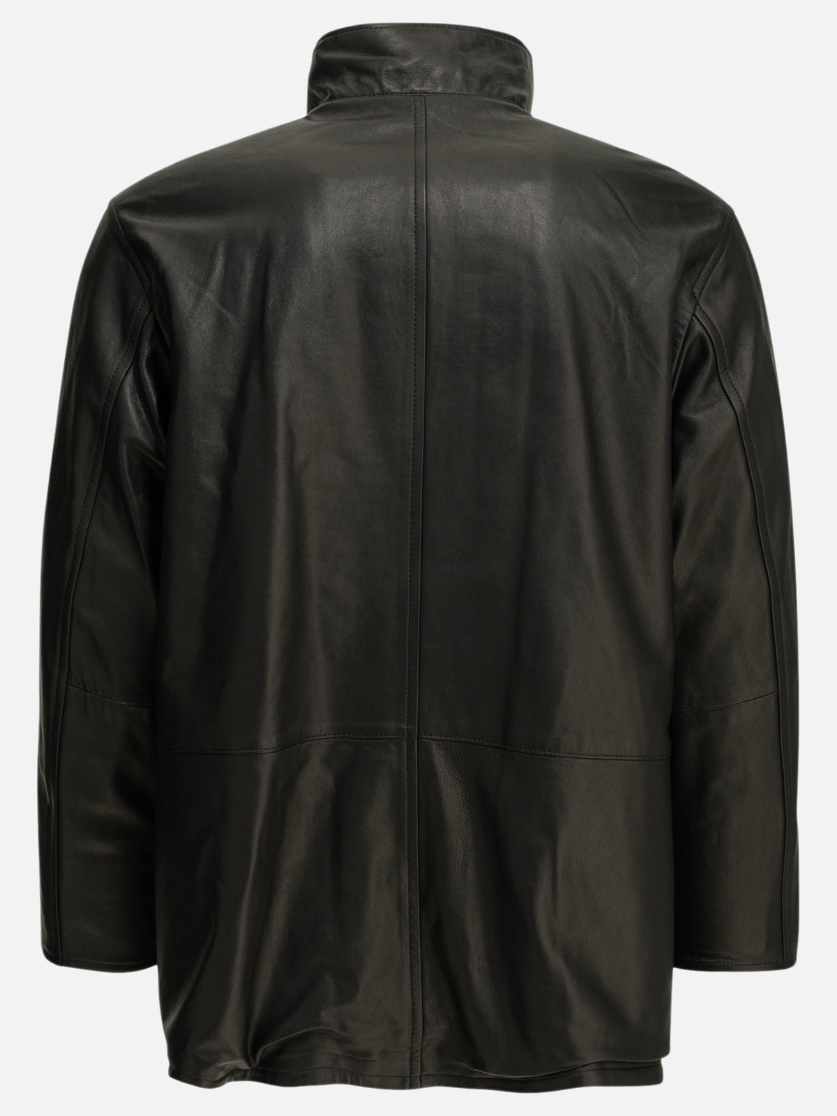 Auralee Short, reversible wool and leather coat Brown

