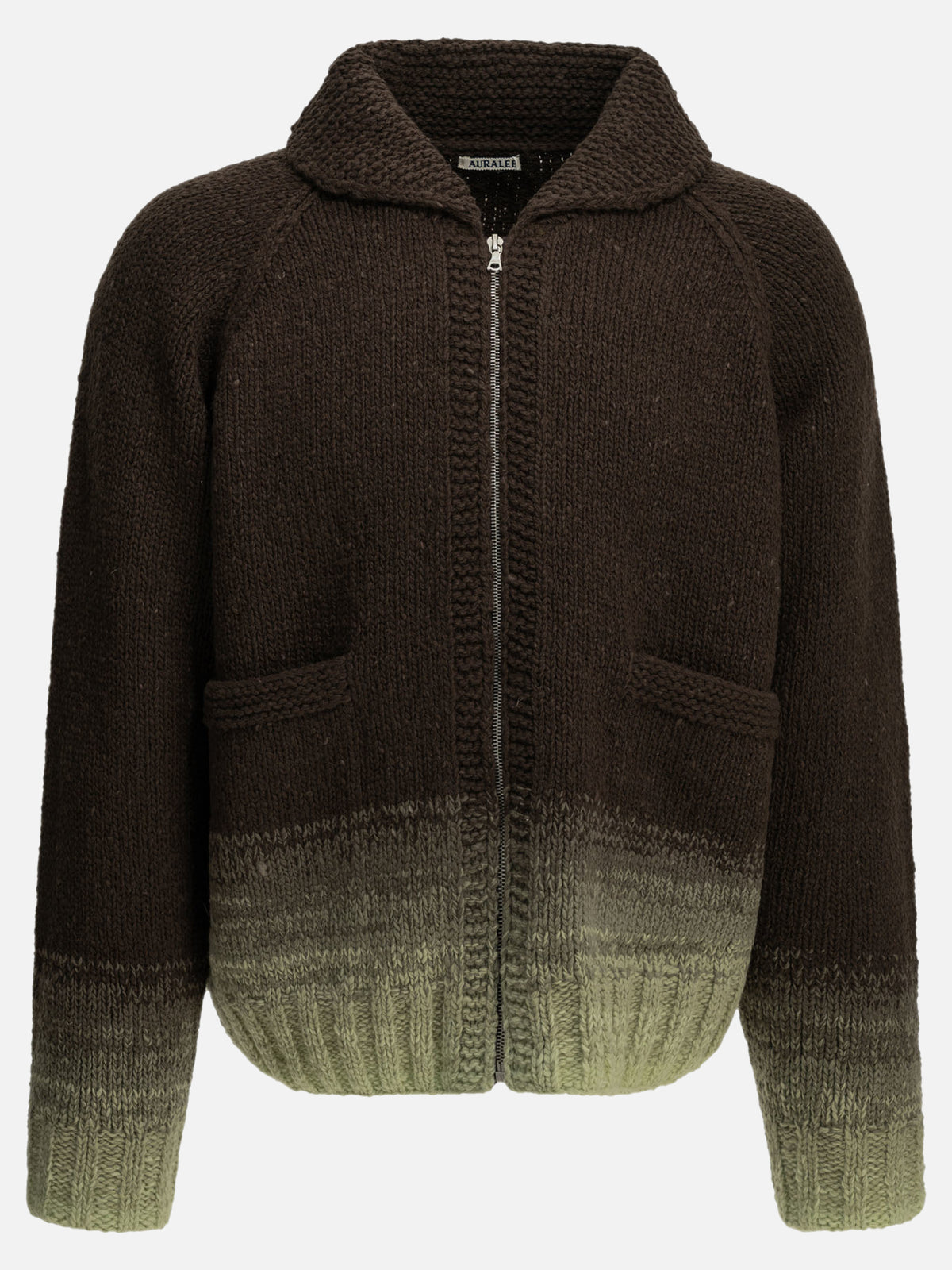 Auralee "Ombré" Zip-Up Sweater Brown