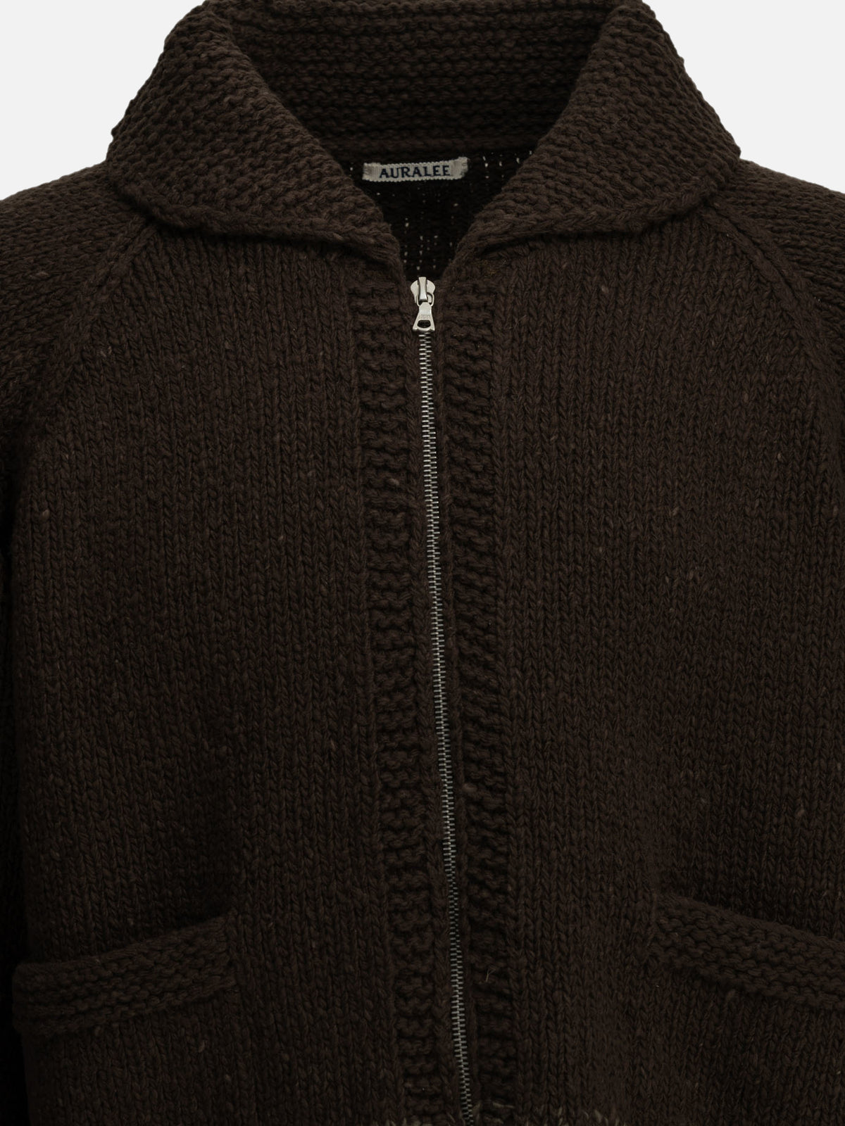 Auralee "Ombré" Zip-Up Sweater Brown