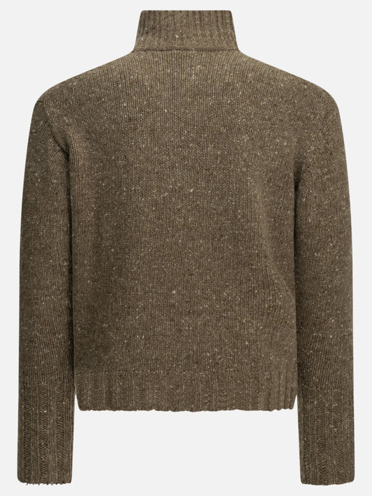 Auralee Wool Sweater with a Half-Zip Brown

