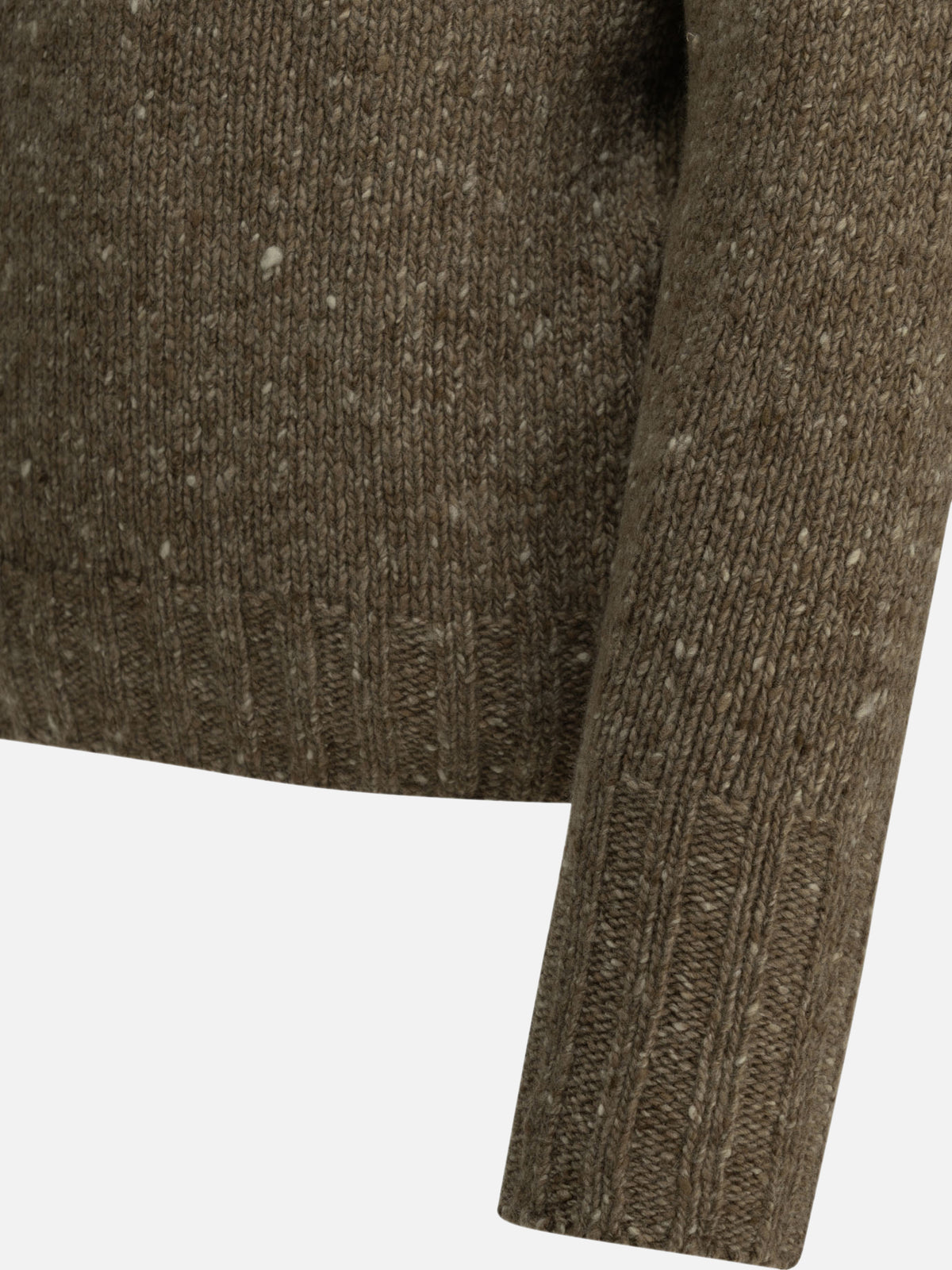 Auralee Wool Sweater with a Half-Zip Brown