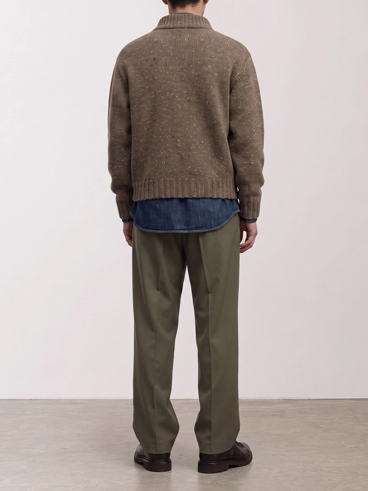 Auralee Wool Sweater with a Half-Zip Brown - VIETTI