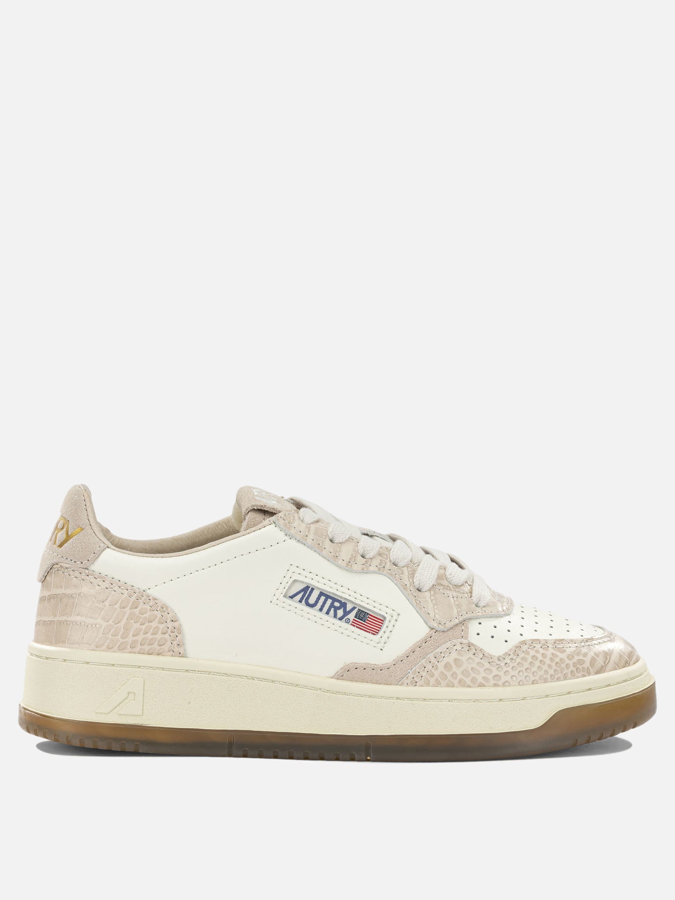 Low top sneakers 60% cow leather 40% crocodile embossed cow leather - 100% rubber  Beige - Autry Women | PDP | VIETTI Online Store | Zoom-Modal
