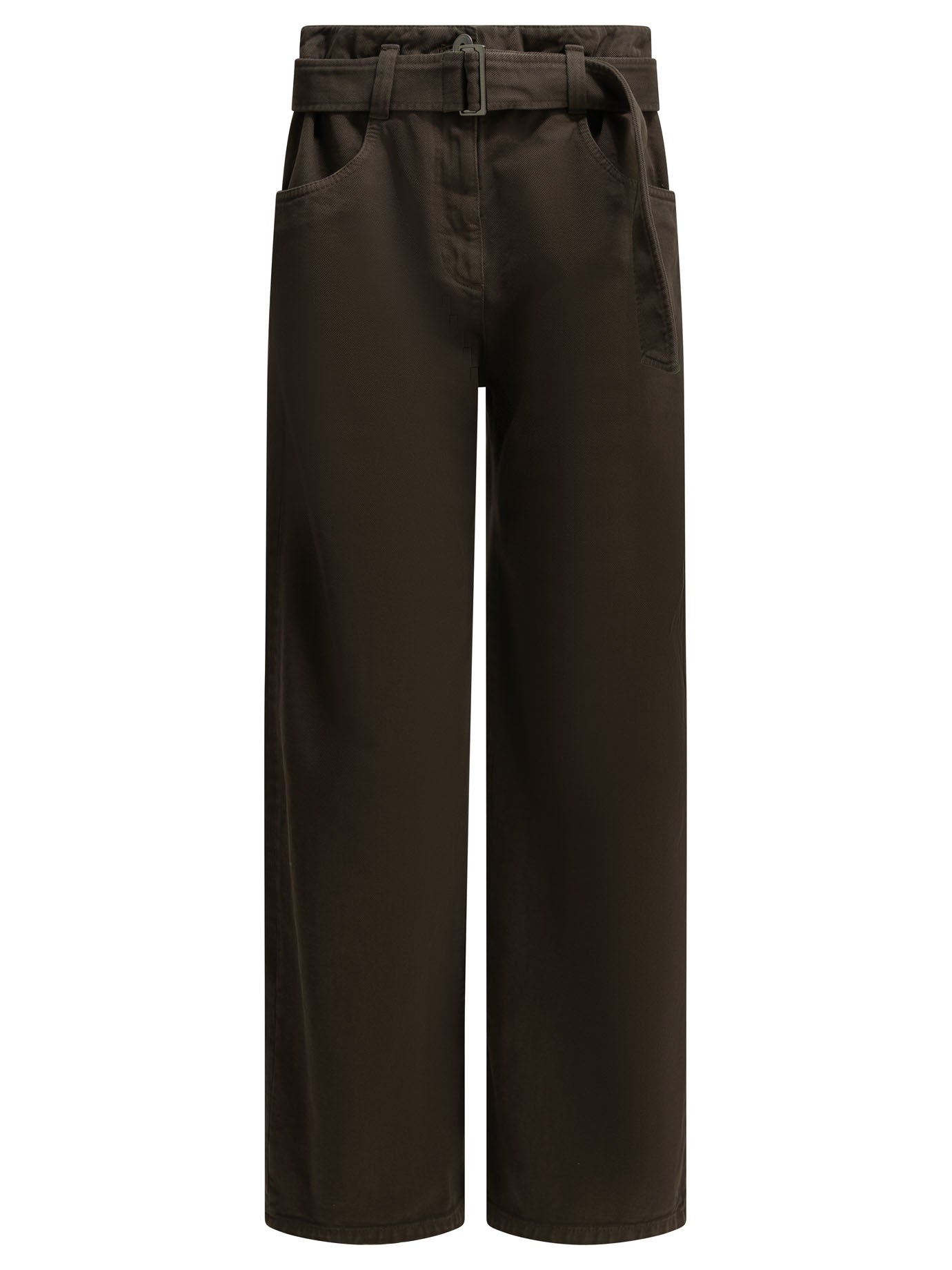 Wide-leg jeans Solid colour  Brown - Brunello Cucinelli Women | PDP | VIETTI Online Store | Zoom-Modal
