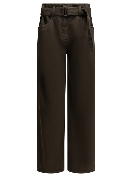 Wide-leg jeans Solid colour  Brown - Brunello Cucinelli Women | PLP | VIETTI Online Store 
