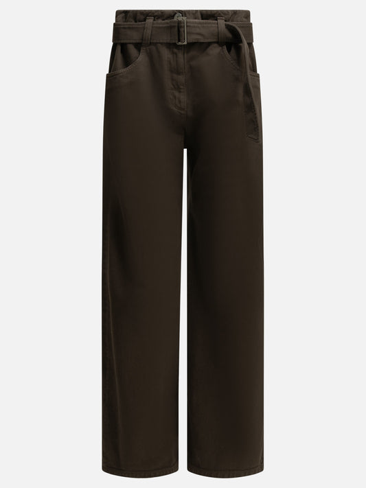 Wide-leg jeans Solid colour  Brown - Brunello Cucinelli Women | PDP | VIETTI Online Store 
