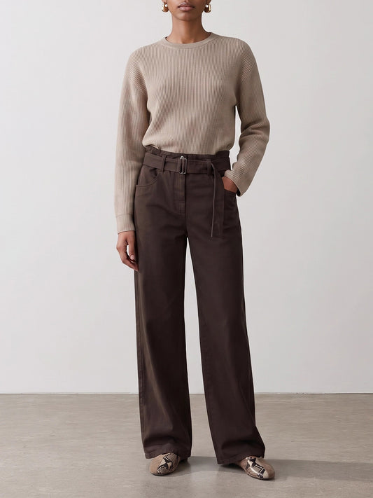 Wide-leg jeans Solid colour  Brown - Brunello Cucinelli Women | PLP | VIETTI Online Store | 2
